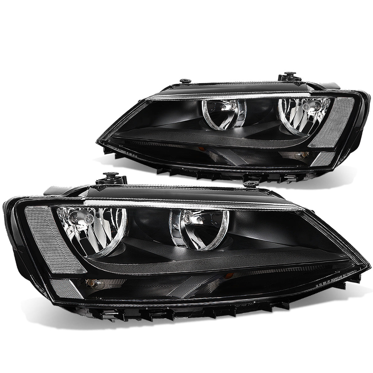 FAROS 11-17 VW JETTA - FITS MODELS W/ HALOGEN HEADLIGHTS ONLY - H7 LOW BEAM / HIGH BEAM / 7507 TURN SIGNAL - BLACK HOUSING / CLEAR CORNER