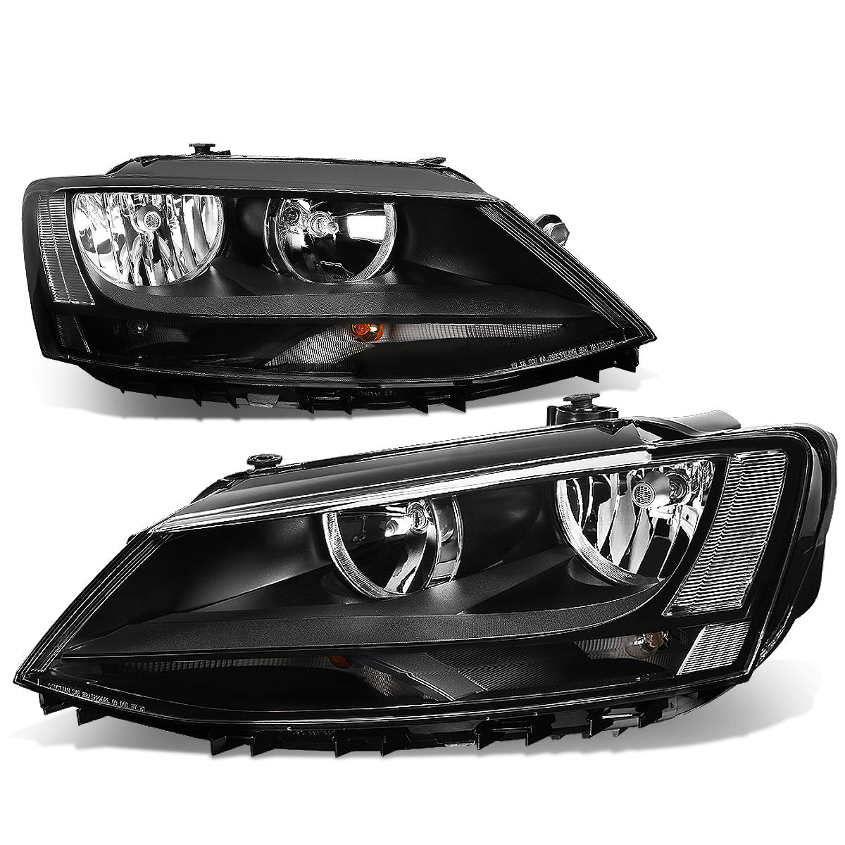 FAROS 11-17 VW JETTA - FITS MODELS W/ HALOGEN HEADLIGHTS ONLY - H7 LOW BEAM / HIGH BEAM / 7507 TURN SIGNAL - BLACK HOUSING / CLEAR CORNER