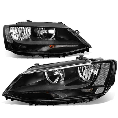 FAROS 11-17 VW JETTA - FITS MODELS W/ HALOGEN HEADLIGHTS ONLY - H7 LOW BEAM / HIGH BEAM / 7507 TURN SIGNAL - BLACK HOUSING / CLEAR CORNER