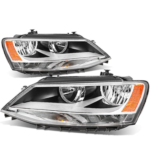 FAROS 11-17 VW JETTA - FITS MODELS W/ HALOGEN HEADLIGHTS ONLY - H7 LOW BEAM / HIGH BEAM / 7507 TURN SIGNAL - CHROME HOUSING / AMBER CORNER