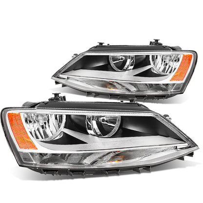 FAROS 11-17 VW JETTA - FITS MODELS W/ HALOGEN HEADLIGHTS ONLY - H7 LOW BEAM / HIGH BEAM / 7507 TURN SIGNAL - CHROME HOUSING / AMBER CORNER