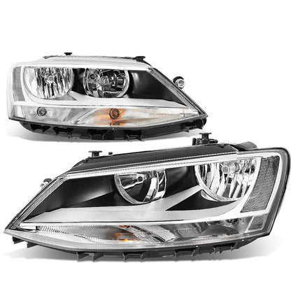 FAROS 11-17 VW JETTA - FITS MODELS W/ HALOGEN HEADLIGHTS ONLY - H7 LOW BEAM / HIGH BEAM / 7507 TURN SIGNAL - CHROME HOUSING / CLEAR CORNER