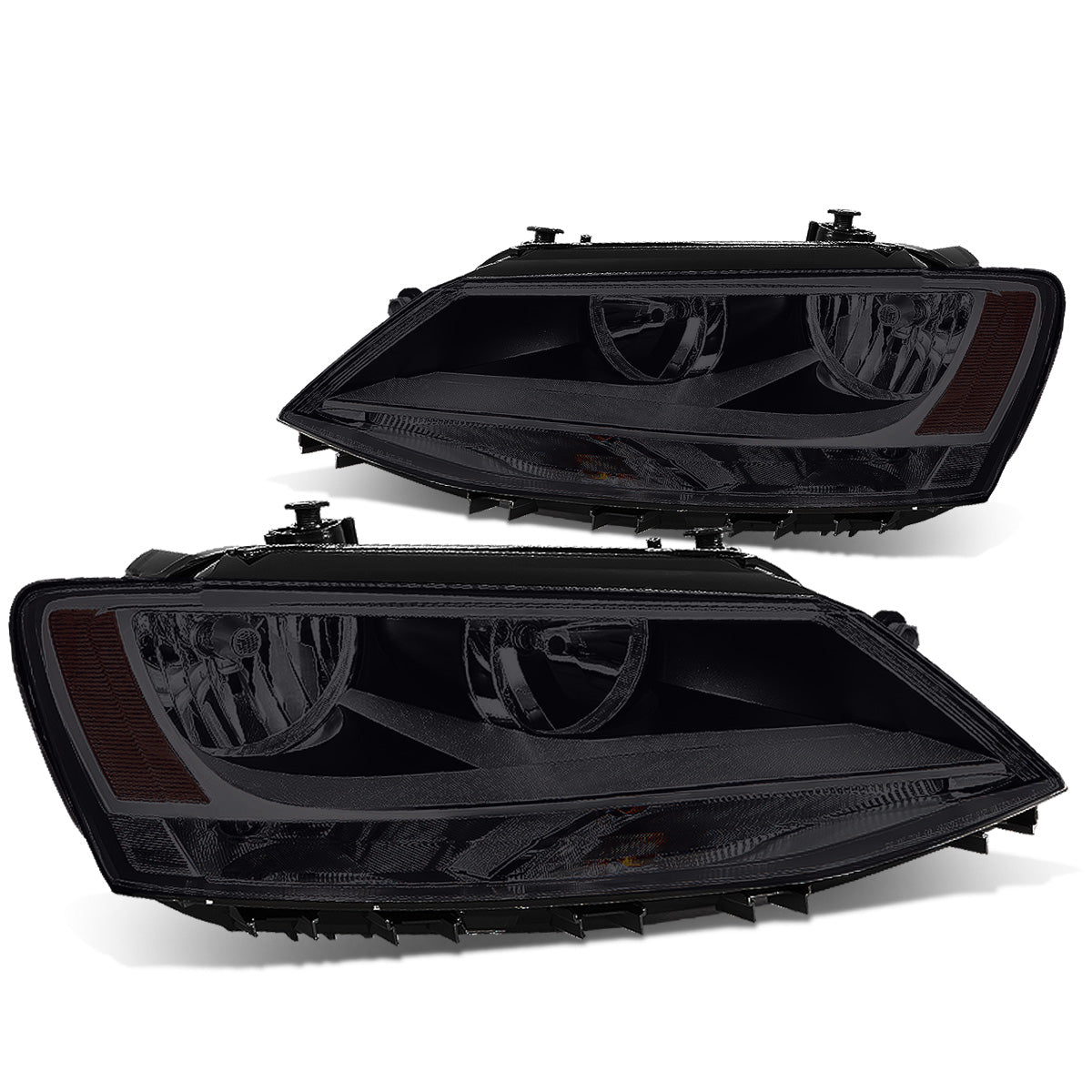 FAROS 11-17 VW JETTA - FITS MODELS W/ HALOGEN HEADLIGHTS ONLY - H7 LOW BEAM / HIGH BEAM / 7507 TURN SIGNAL - SMOKE HOUSING / AMBER CORNER