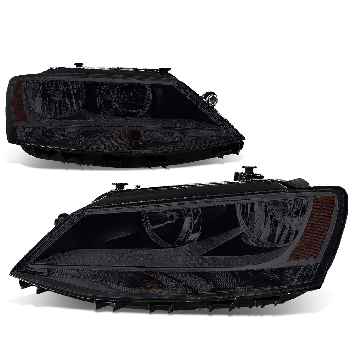 FAROS 11-17 VW JETTA - FITS MODELS W/ HALOGEN HEADLIGHTS ONLY - H7 LOW BEAM / HIGH BEAM / 7507 TURN SIGNAL - SMOKE HOUSING / AMBER CORNER
