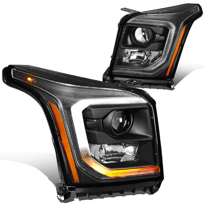 FAROS 15-20 GMC YUKON, YUKON XL - FITS HALOGEN HEADLIGHT MODELS ONLY - LED DRL - PROJECTOR - H11 LOW BEAM / 9005 HIGH BEAM - BLACK HOUSING / AMBER CORNER
