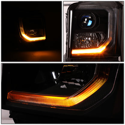FAROS 15-20 GMC YUKON, YUKON XL - FITS HALOGEN HEADLIGHT MODELS ONLY - LED DRL - PROJECTOR - H11 LOW BEAM / 9005 HIGH BEAM - BLACK HOUSING / AMBER CORNER
