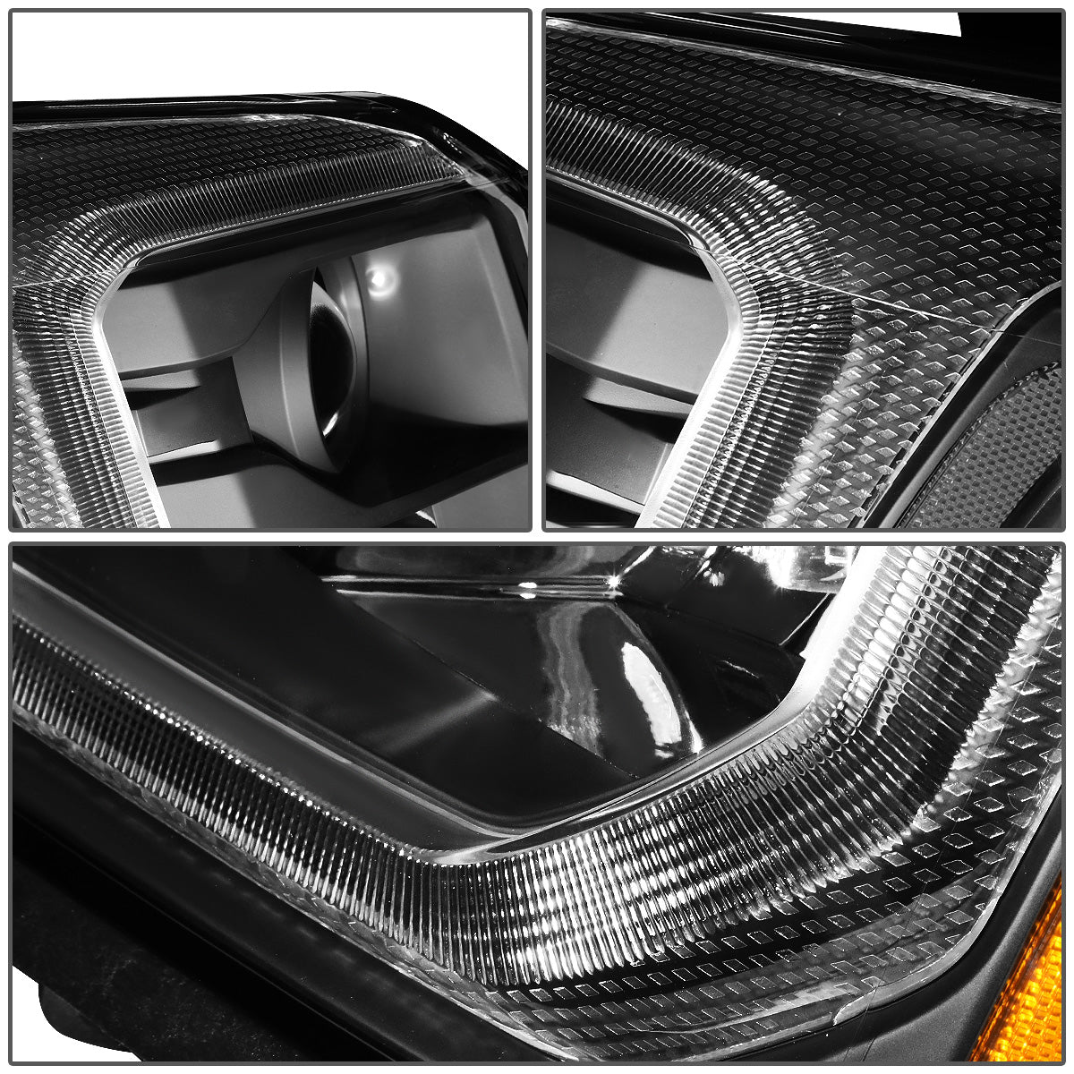 FAROS 15-20 GMC YUKON, YUKON XL - FITS HALOGEN HEADLIGHT MODELS ONLY - LED DRL - PROJECTOR - H11 LOW BEAM / 9005 HIGH BEAM - BLACK HOUSING / AMBER CORNER