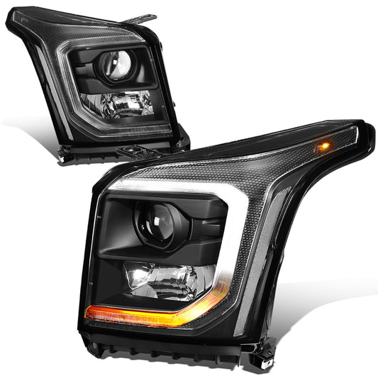 FAROS 15-20 GMC YUKON, YUKON XL - FITS HALOGEN HEADLIGHT MODELS ONLY - LED DRL - PROJECTOR - H11 LOW BEAM / 9005 HIGH BEAM - BLACK HOUSING / CLEAR CORNER
