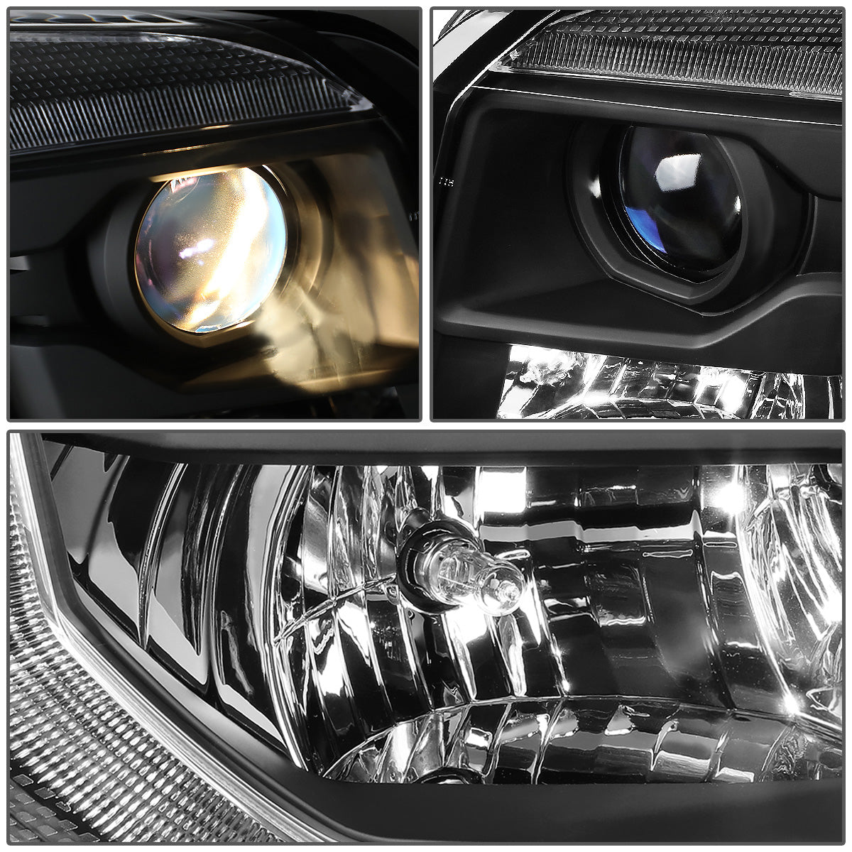 FAROS 15-20 GMC YUKON, YUKON XL - FITS HALOGEN HEADLIGHT MODELS ONLY - LED DRL - PROJECTOR - H11 LOW BEAM / 9005 HIGH BEAM - BLACK HOUSING / CLEAR CORNER
