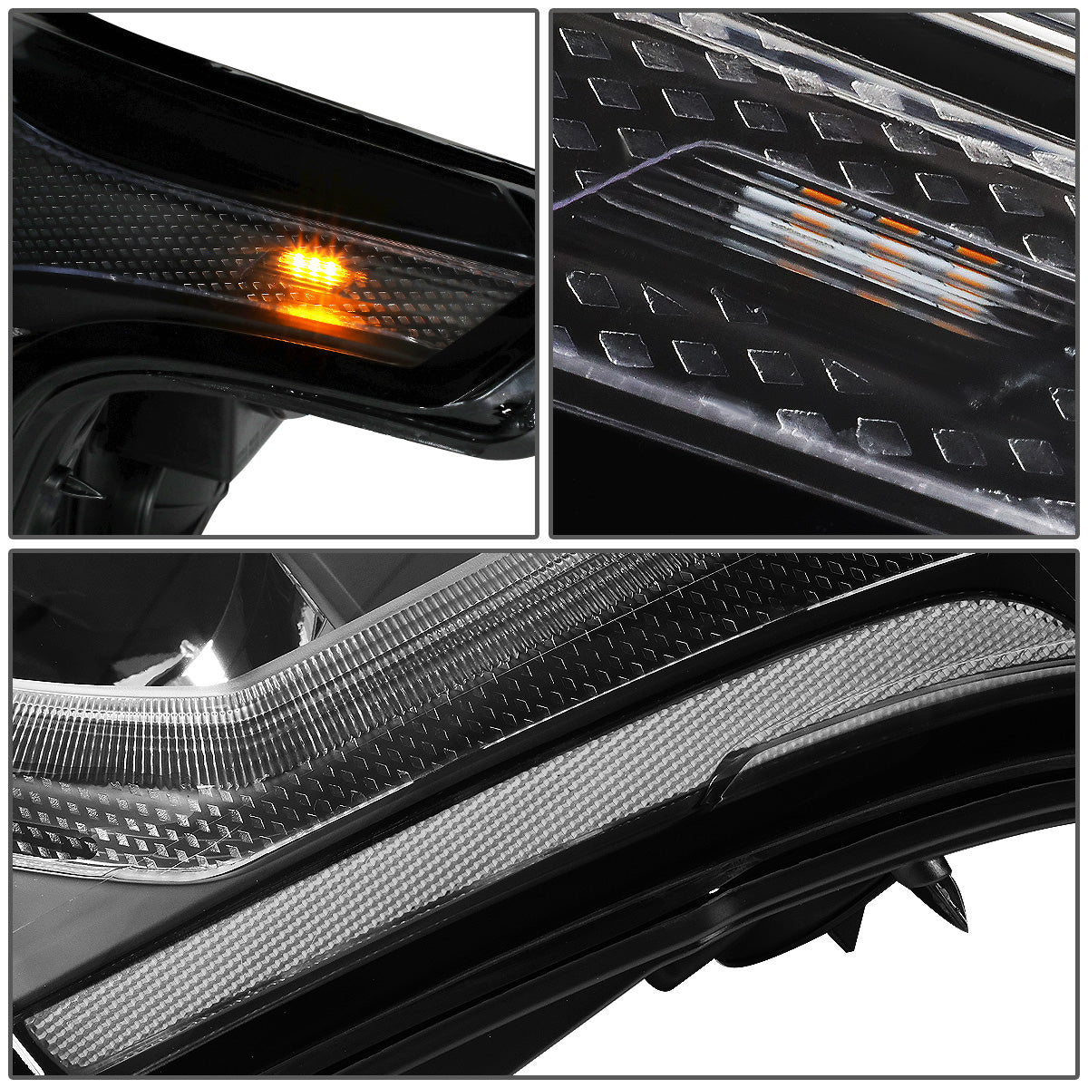FAROS 15-20 GMC YUKON, YUKON XL - FITS HALOGEN HEADLIGHT MODELS ONLY - LED DRL - PROJECTOR - H11 LOW BEAM / 9005 HIGH BEAM - BLACK HOUSING / CLEAR CORNER