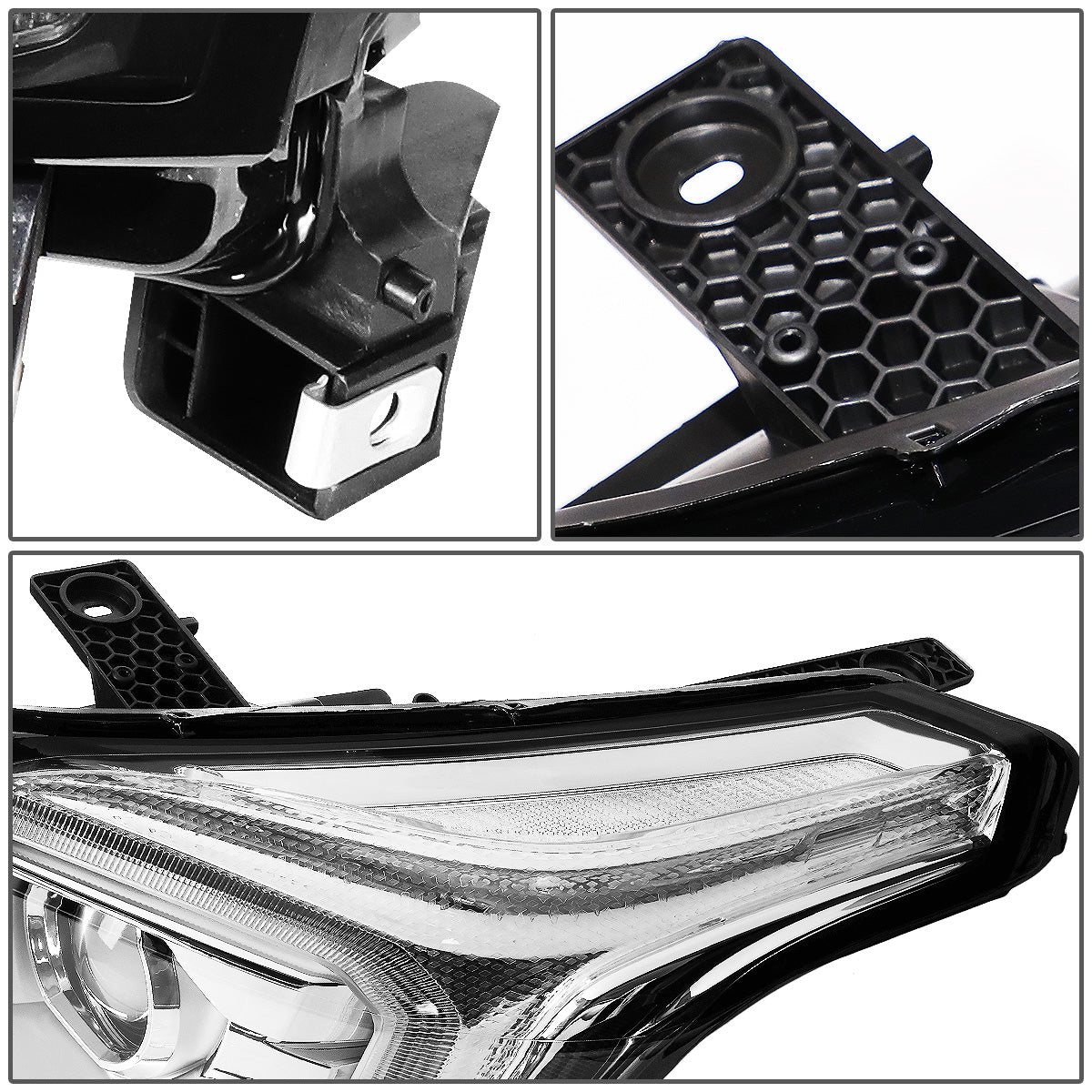 FAROS 15-20 GMC YUKON, YUKON XL - FITS HALOGEN HEADLIGHT MODELS ONLY - LED DRL - PROJECTOR - H11 LOW BEAM / 9005 HIGH BEAM - CHROME HOUSING / AMBER CORNER