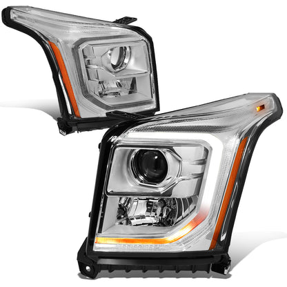 FAROS 15-20 GMC YUKON, YUKON XL - FITS HALOGEN HEADLIGHT MODELS ONLY - LED DRL - PROJECTOR - H11 LOW BEAM / 9005 HIGH BEAM - CHROME HOUSING / AMBER CORNER