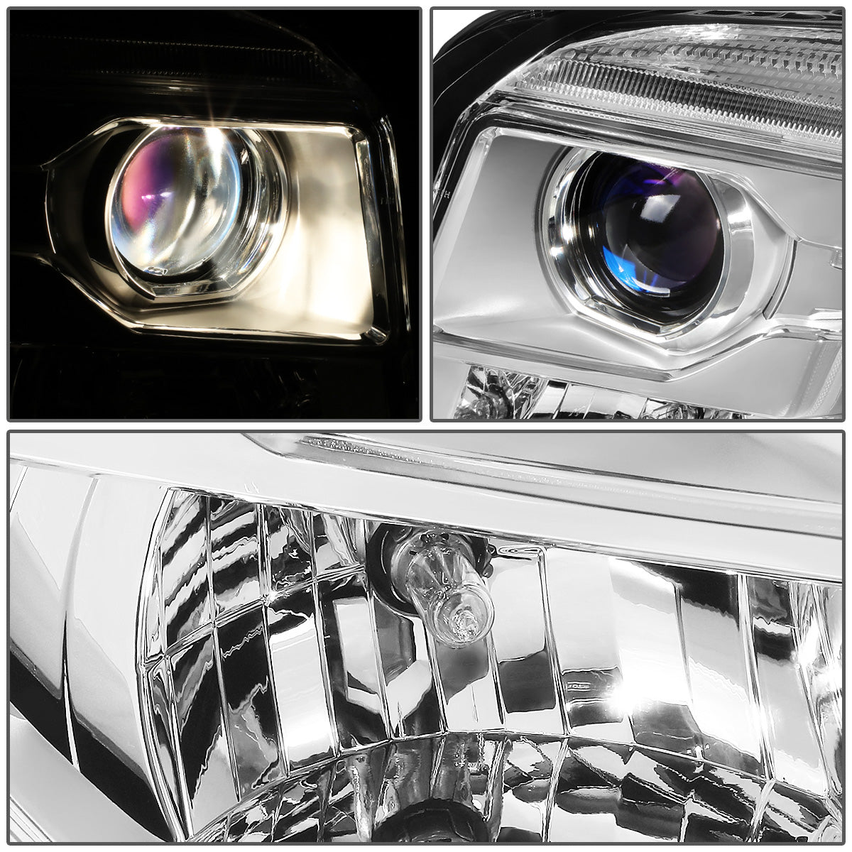 FAROS 15-20 GMC YUKON, YUKON XL - FITS HALOGEN HEADLIGHT MODELS ONLY - LED DRL - PROJECTOR - H11 LOW BEAM / 9005 HIGH BEAM - CHROME HOUSING / AMBER CORNER