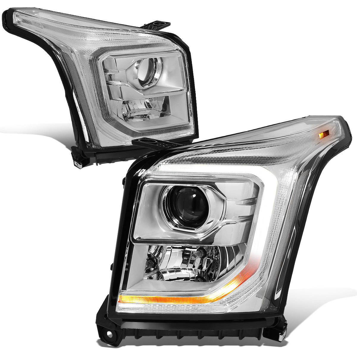 FAROS 15-20 GMC YUKON, YUKON XL - FITS HALOGEN HEADLIGHT MODELS ONLY - LED DRL - PROJECTOR - H11 LOW BEAM / 9005 HIGH BEAM - CHROME HOUSING / CLEAR CORNER