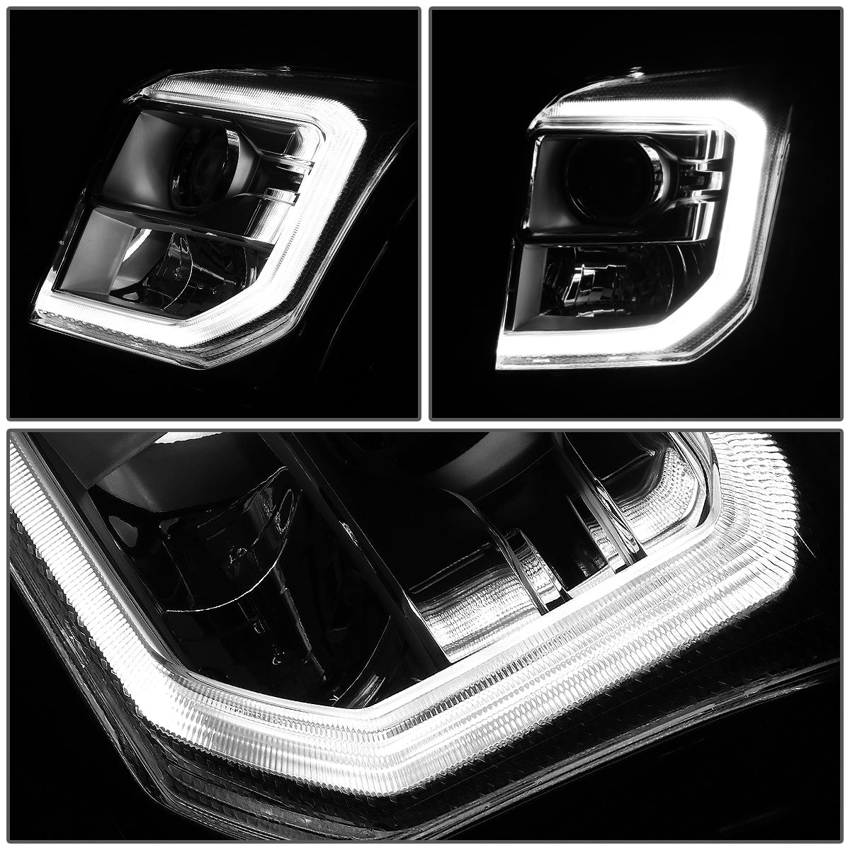 FAROS 15-20 GMC YUKON, YUKON XL - FITS HALOGEN HEADLIGHT MODELS ONLY - LED DRL - PROJECTOR - H11 LOW BEAM / 9005 HIGH BEAM - CHROME HOUSING / CLEAR CORNER