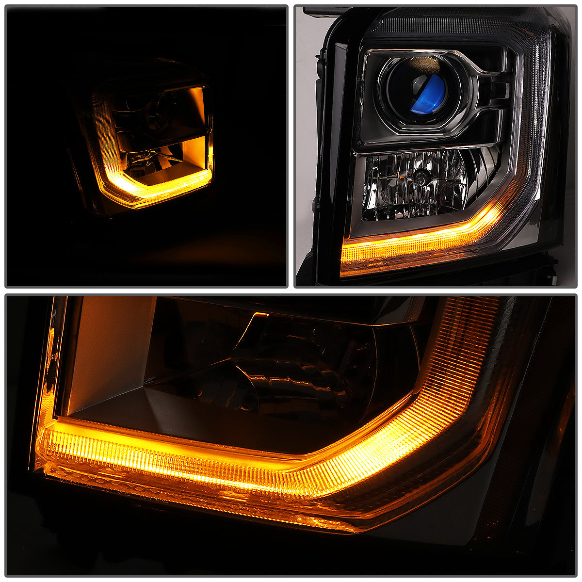 FAROS 15-20 GMC YUKON, YUKON XL - FITS HALOGEN HEADLIGHT MODELS ONLY - LED DRL - PROJECTOR - H11 LOW BEAM / 9005 HIGH BEAM - CHROME HOUSING / CLEAR CORNER