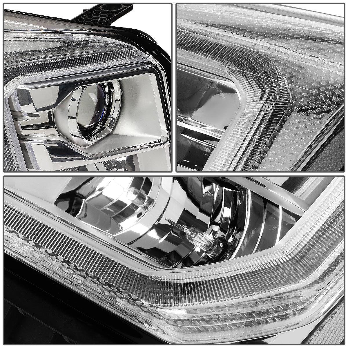 FAROS 15-20 GMC YUKON, YUKON XL - FITS HALOGEN HEADLIGHT MODELS ONLY - LED DRL - PROJECTOR - H11 LOW BEAM / 9005 HIGH BEAM - CHROME HOUSING / CLEAR CORNER