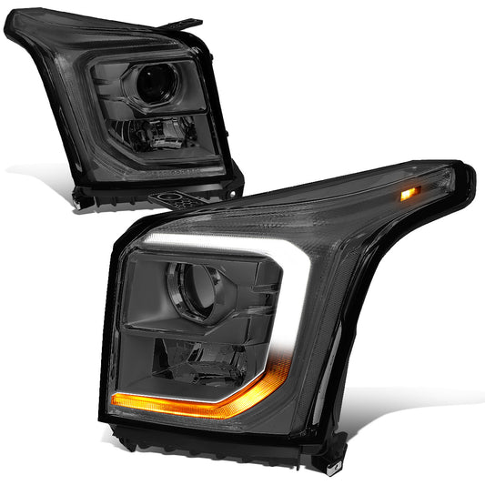 FAROS 15-20 GMC YUKON, YUKON XL - FITS HALOGEN HEADLIGHT MODELS ONLY - LED DRL - PROJECTOR - H11 LOW BEAM / 9005 HIGH BEAM - SMOKE HOUSING / CLEAR CORNER