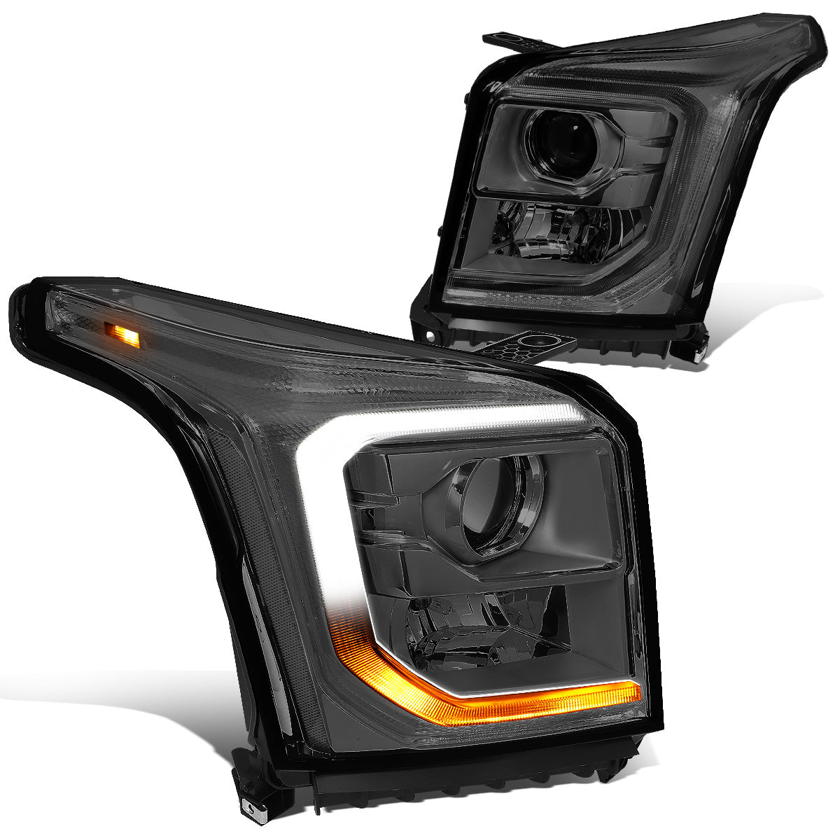 FAROS 15-20 GMC YUKON, YUKON XL - FITS HALOGEN HEADLIGHT MODELS ONLY - LED DRL - PROJECTOR - H11 LOW BEAM / 9005 HIGH BEAM - SMOKE HOUSING / CLEAR CORNER