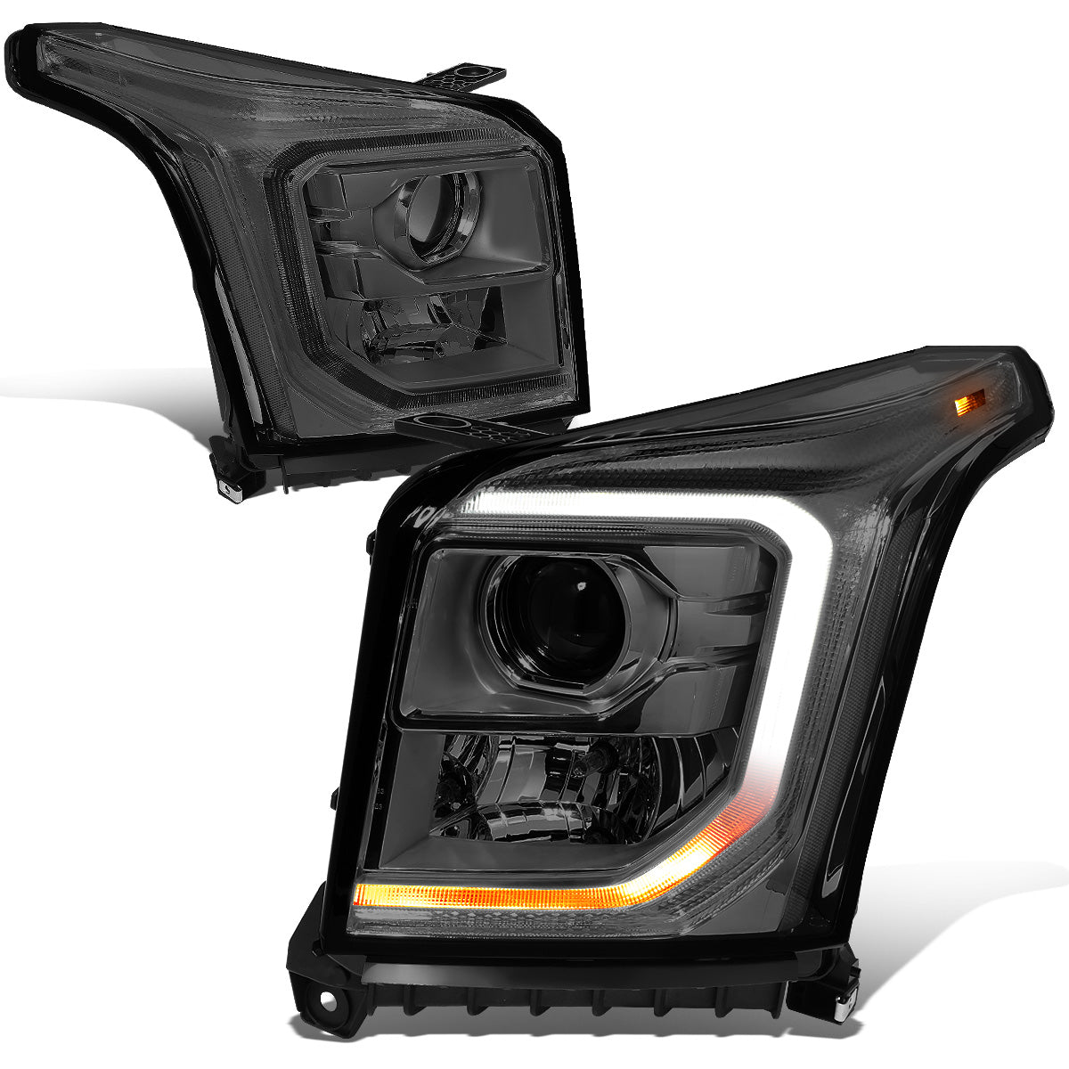 FAROS 15-20 GMC YUKON, YUKON XL - FITS HALOGEN HEADLIGHT MODELS ONLY - LED DRL - PROJECTOR - H11 LOW BEAM / 9005 HIGH BEAM - SMOKE HOUSING / CLEAR CORNER