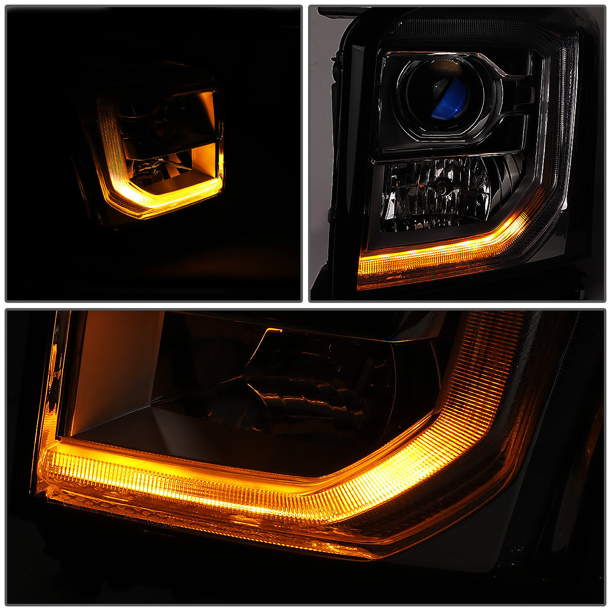 FAROS 15-20 GMC YUKON, YUKON XL - FITS HALOGEN HEADLIGHT MODELS ONLY - LED DRL - PROJECTOR - H11 LOW BEAM / 9005 HIGH BEAM - SMOKE HOUSING / CLEAR CORNER