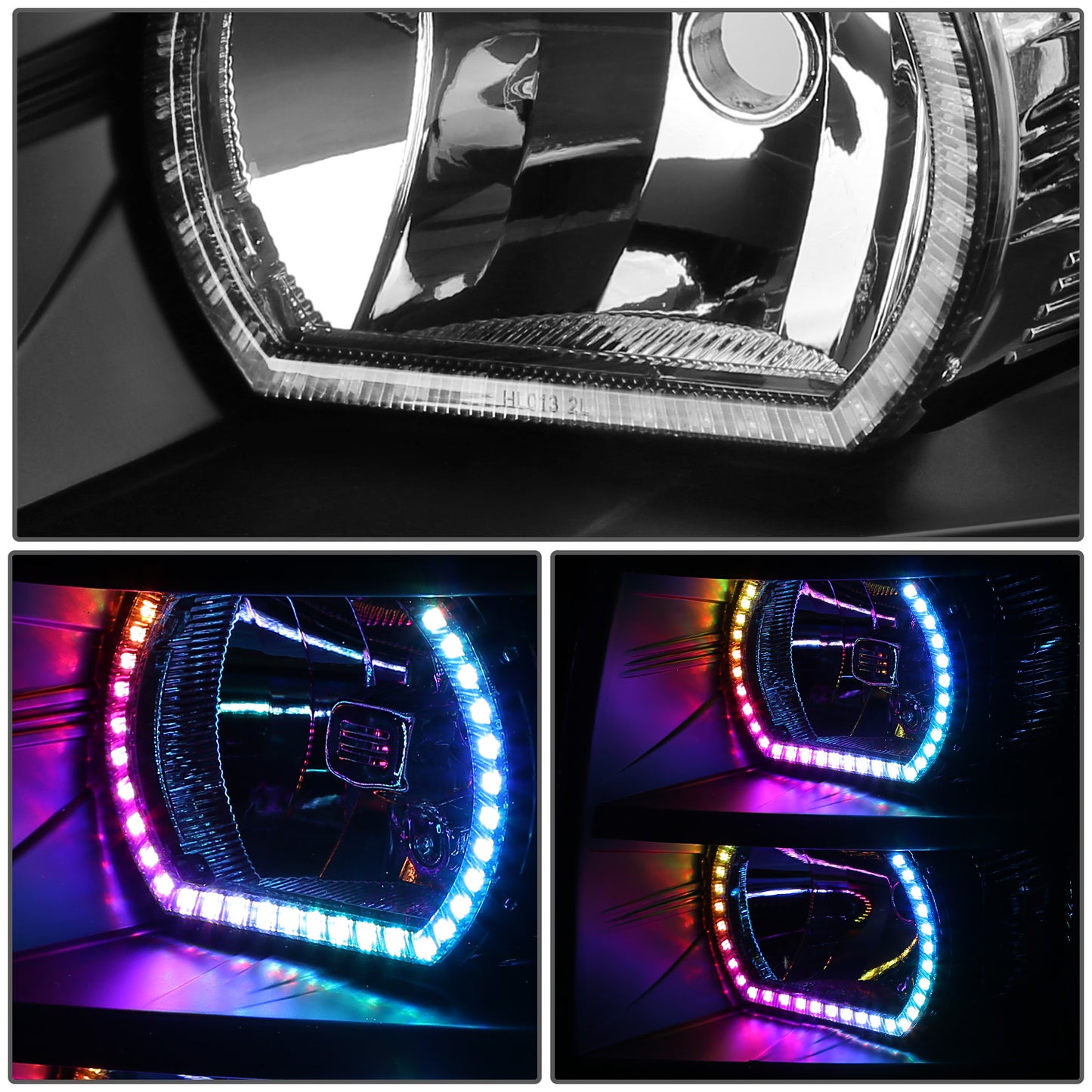 FAROS RGB LED - CHEVROLET SILVERADO 1500 2007-2013 / CHEVROLET SILVERADO 2500 3500 & HD MODELS - DOES NOT FIT 2007 OLD BODY CLASSIC MODELS - REQUIRES WIRING LEDS TO FACTORY WIRING HARNESS - FITS MODELS WITH FACTORY HALOGEN HEADLIGHTS ONLY - 9005 HIGH /