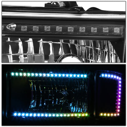 FAROS DODGE RAM 1500 1994-2001 / DODGE RAM 2500 1994-2002 / DODGE RAM 3500 1994-2002 - EXCLUDES SPORT MODELS - RGB LED LIGHT BAR - 9004 LOW BEAM / HIGH BEAM - BLACK HOUSING / AMBER CORNER