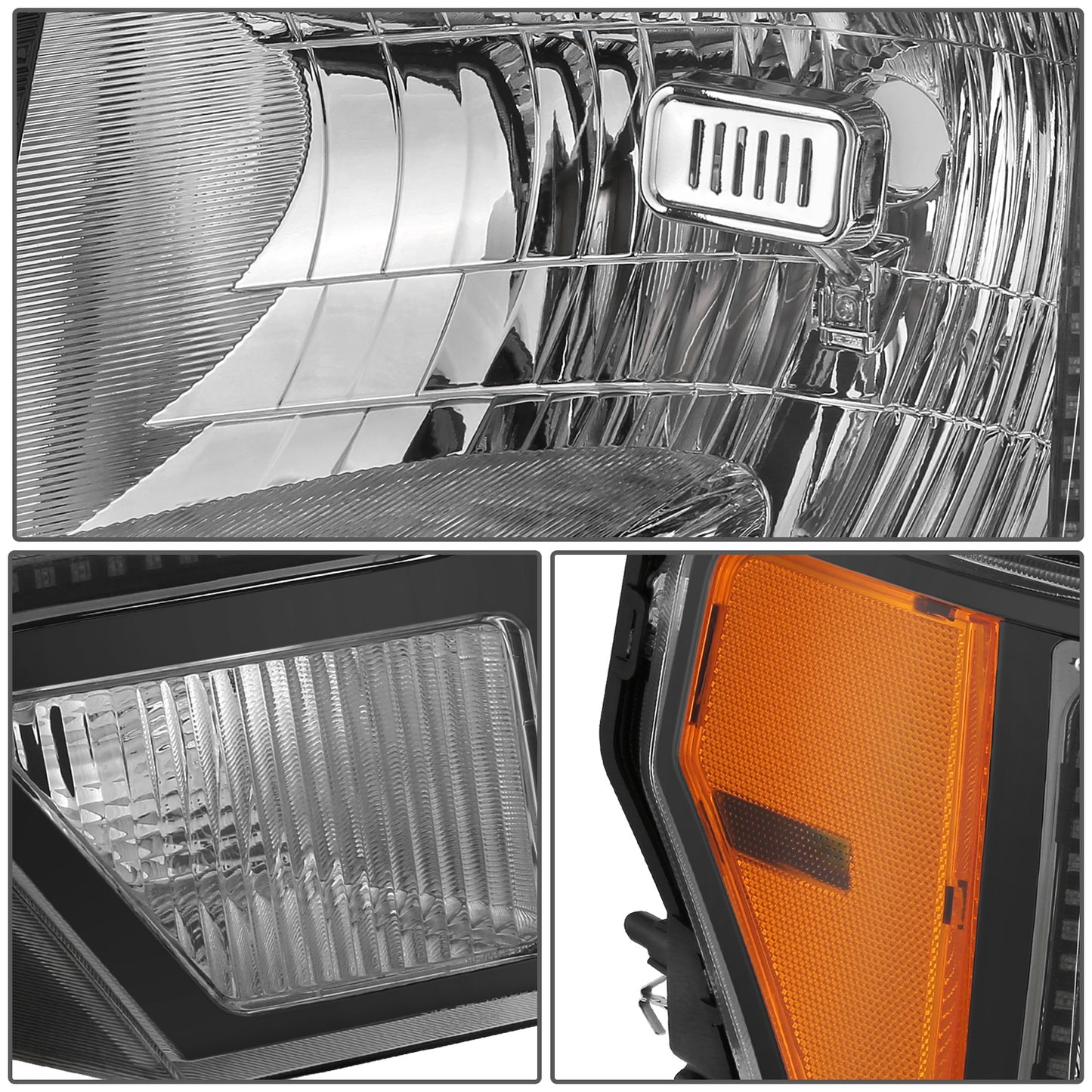 FAROS FORD F-150 2009-2014 - FX4 / HARLEY-DAVIDSON EDITION / KING RANCH / LARIAT / PLATINUM / XL / XLT MODEL - LED HALO RING RGB RUNNING LIGHT - H13 HIGH / LOW BEAM / 3157 TURN SIGNAL / 168 MARKER - BLACK HOUSING / AMBER CORNER