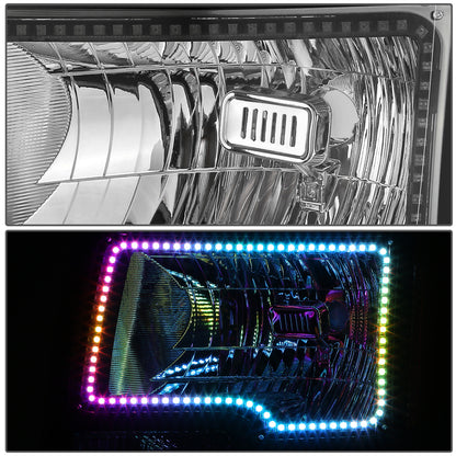 FAROS FORD F-150 2009-2014 - FX4 / HARLEY-DAVIDSON EDITION / KING RANCH / LARIAT / PLATINUM / XL / XLT MODEL - LED HALO RING RGB RUNNING LIGHT - H13 HIGH / LOW BEAM / 3157 TURN SIGNAL / 168 MARKER - BLACK HOUSING / AMBER CORNER