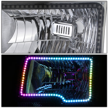 FAROS FORD F-150 2009-2014 - FX4 / HARLEY-DAVIDSON EDITION / KING RANCH / LARIAT / PLATINUM / XL / XLT MODEL - LED HALO RING RGB RUNNING LIGHT - H13 HIGH / LOW BEAM / 3157 TURN SIGNAL / 168 MARKER - CHROME HOUSING / AMBER CORNER