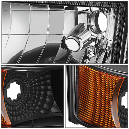 FAROS RGB LED - 92-96 FORD F-150 F-250 F-350 BRONCO - FITS MODELS WITH HALOGEN HEADLIGHTS ONLY - 9007 HIGH / LOW BEAM / 194 MARKER - BLACK HOUSING / AMBER CORNER