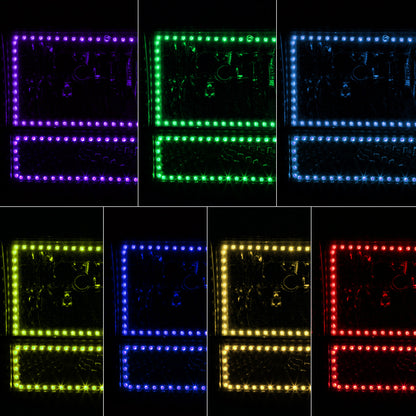 FAROS RGB LED - 92-96 FORD F-150 F-250 F-350 BRONCO - FITS MODELS WITH HALOGEN HEADLIGHTS ONLY - 9007 HIGH / LOW BEAM / 194 MARKER - BLACK HOUSING / AMBER CORNER