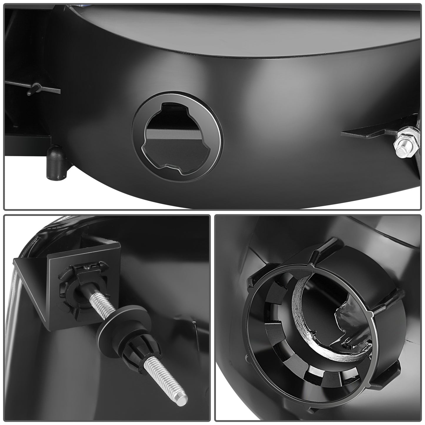 FAROS RGB LED - 92-96 FORD F-150 F-250 F-350 BRONCO - FITS MODELS WITH HALOGEN HEADLIGHTS ONLY - 9007 HIGH / LOW BEAM / 194 MARKER - BLACK HOUSING / AMBER CORNER