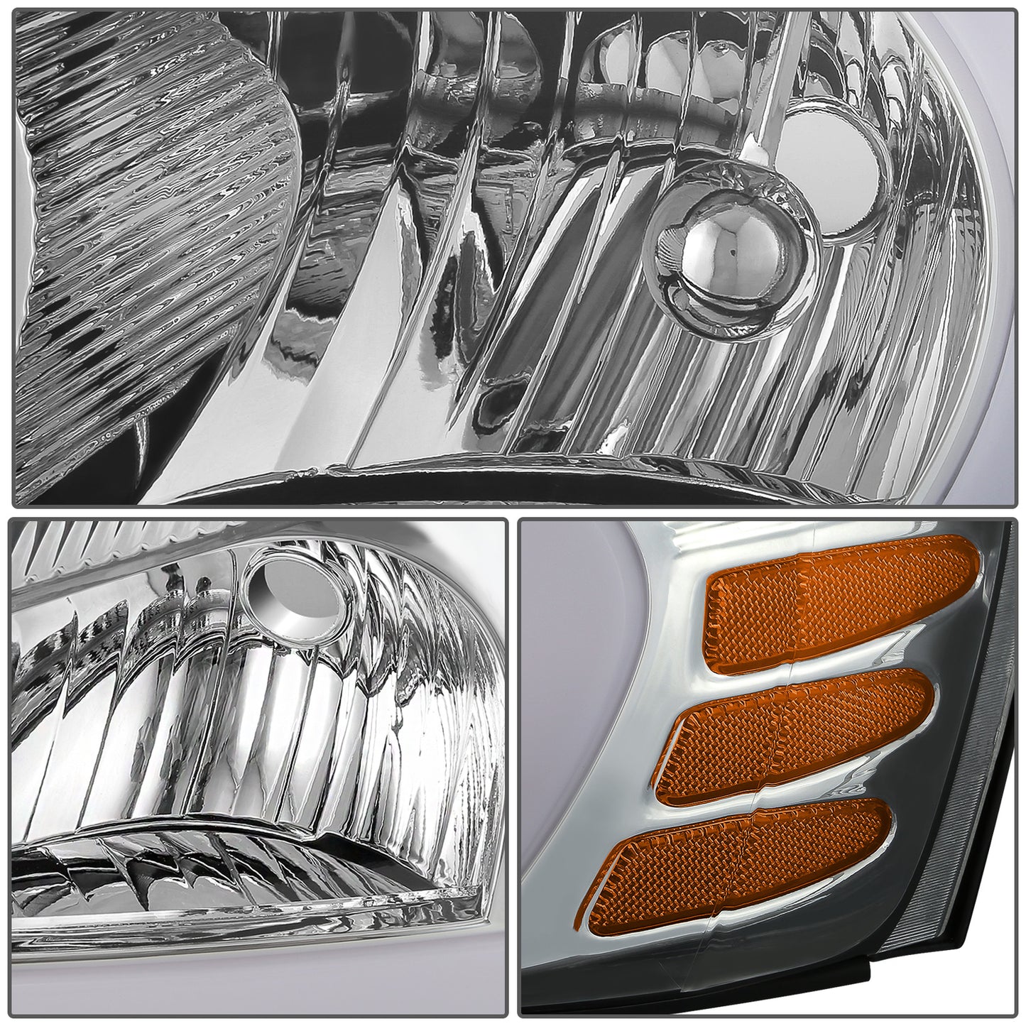 FAROS RGB LED - PONTIAC GRAND PRIX 2004-2008 - 9006 LOW / 9005 HIGH / 194 SIDE MARKER - CHROME HOUSING / AMBER CORNER