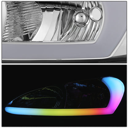 FAROS RGB LED - PONTIAC GRAND PRIX 2004-2008 - 9006 LOW / 9005 HIGH / 194 SIDE MARKER - CHROME HOUSING / AMBER CORNER