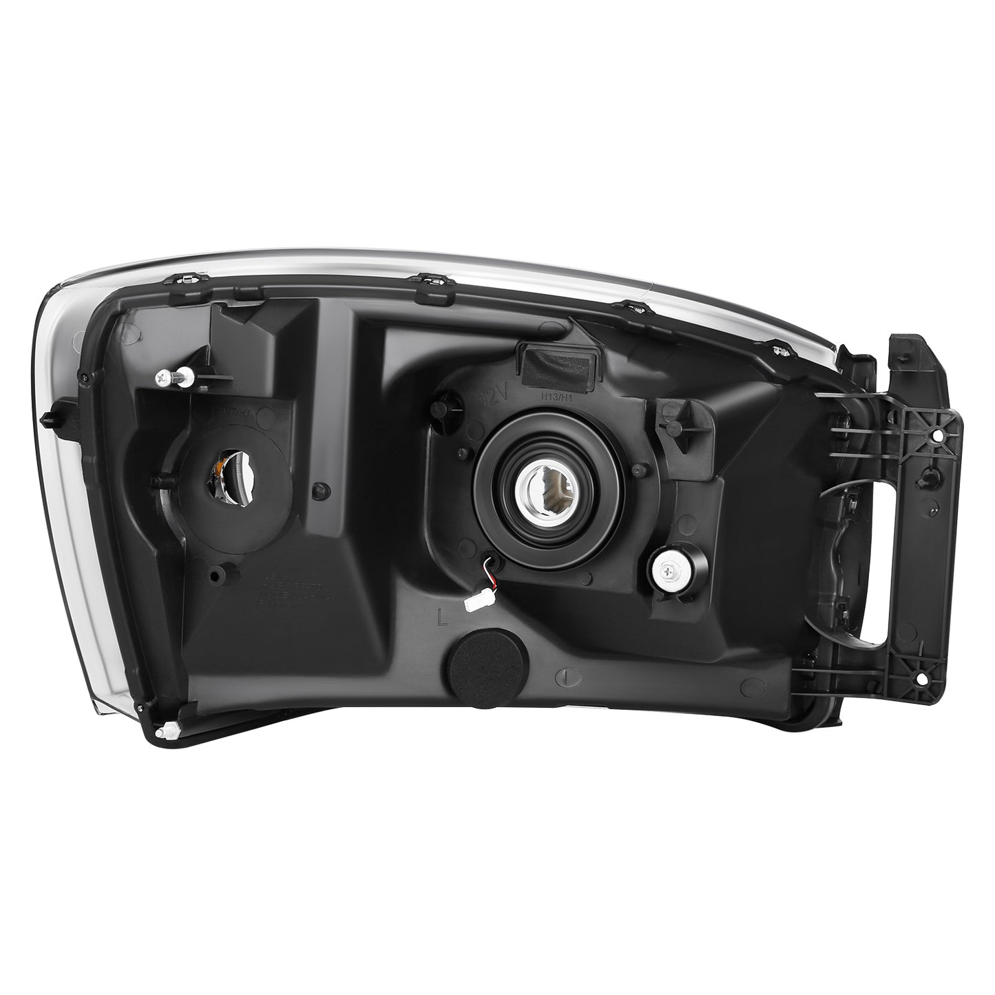 FAROS 06-08 DODGE RAM 1500 / 06-09 DODGE RAM 2500 3500 - FITS MODELS WITH HALOGEN HEADLAMPS ONLY - FOR 2009, FIT OLD BODY STYLE ONLY, DOES NOT FIT NEW BODY STYLE MODELS - LED HALO RING RGB RUNNING LIGHT - H13 HIGH / LOW BEAM / 3157 TURN SIGNAL - CHROME