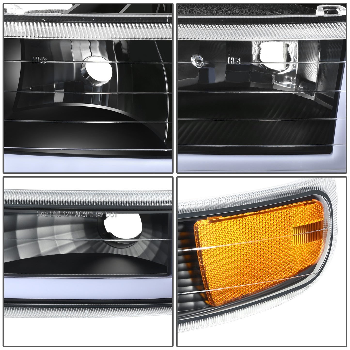 FAROS 99-02 CHEVY SILVERADO/AVALANCHE//WHITE HOOD, YELLOW REVERSE, BLACK BOTTOM WATER BURST FLASH GUIDE,4P