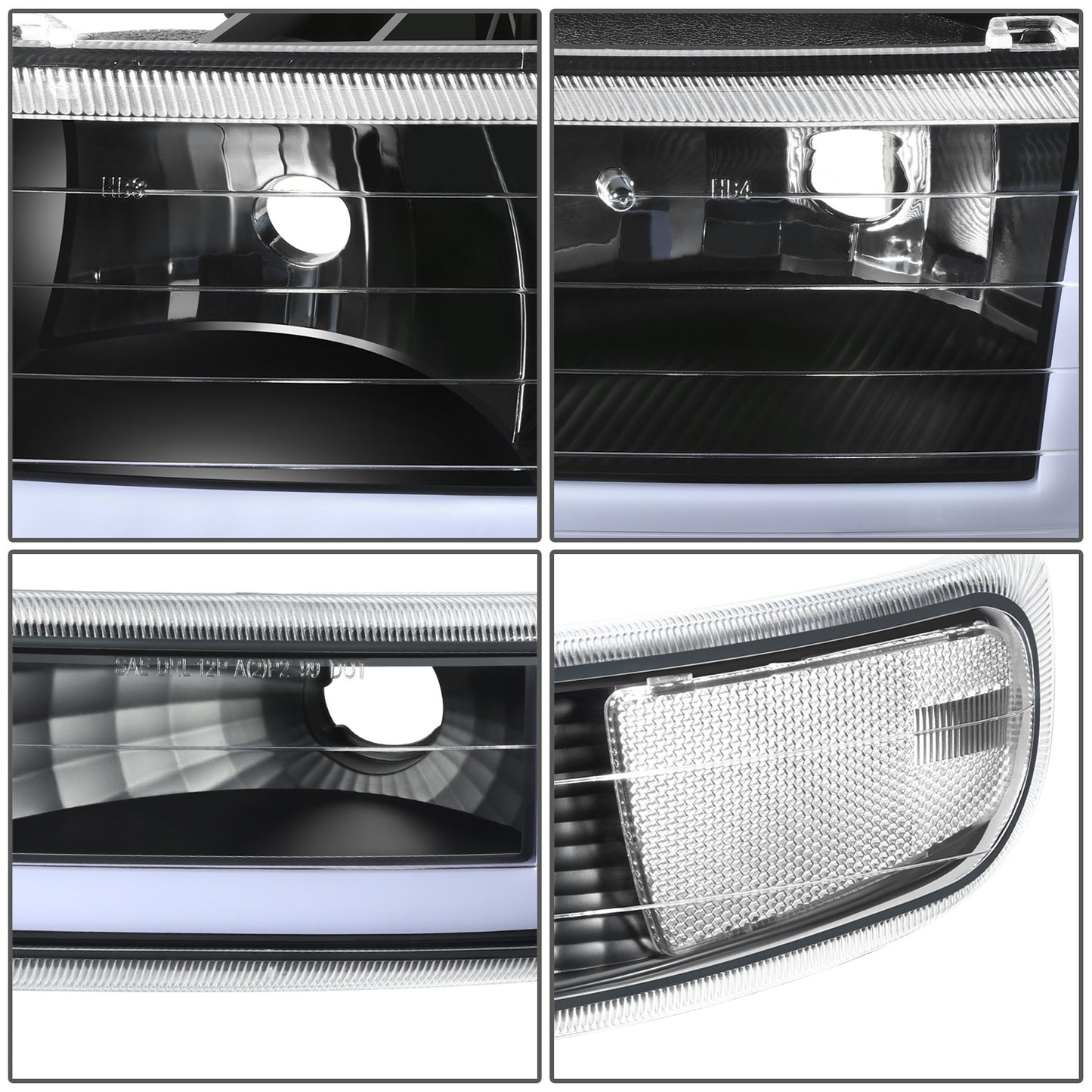 FAROS 99-02 CHEVY SILVERADO/AVALANCHE//WHITE HOOD, WHITE REVERSE, BLACK BOTTOM WATER BURST FLASH GUIDE,4P