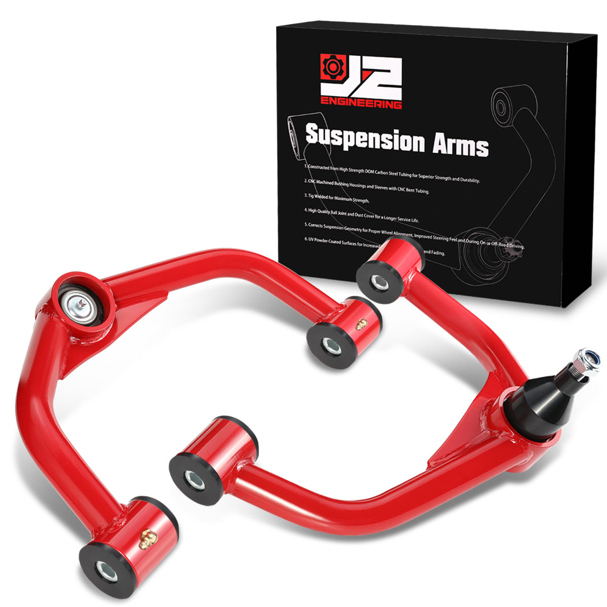 HORQUILLAS 11-19 CHEVOLET SILVERADO 2500HD 8-LUG / 11-19 GMC SIERRA 2500HD 3500HD 8-LUG - 2-4" LIFT FRONT UPPER CONTROL ARMS,RED+BLACK