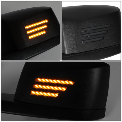 RETROVISOR HOOD MIRROR - 04-18 VOLVO VN SERIES - FITS MODELS W/ UNPOWERED / UNHEATED GLASS MIRRORS ONLY - MARKER / TURN SIGNAL LIGHTS NEED TO BE WIRED INTO EXISTING LIGHTING HARNESS - MANUAL - SEQUENTIAL LED - BLACK