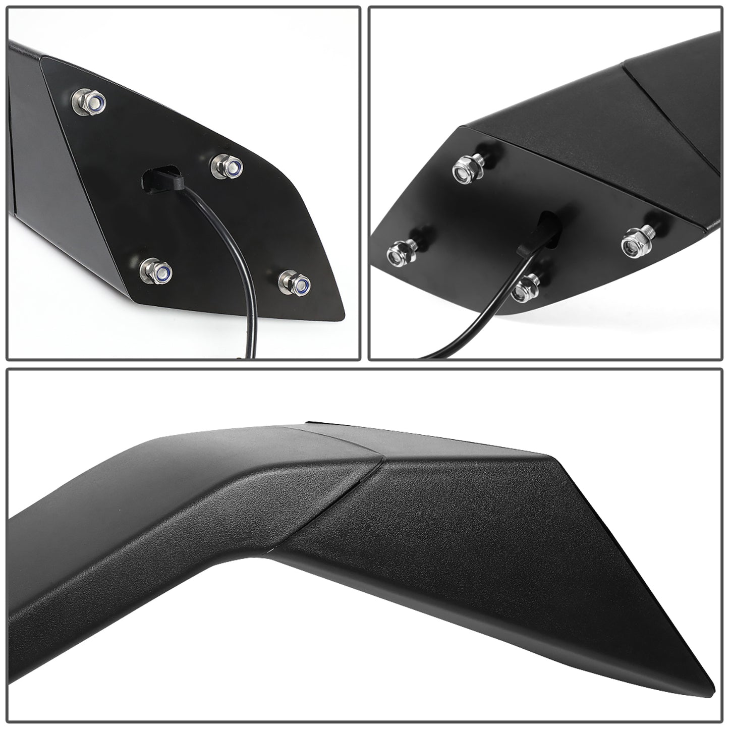 RETROVISOR HOOD MIRROR - 04-18 VOLVO VN SERIES - FITS MODELS W/ UNPOWERED / UNHEATED GLASS MIRRORS ONLY - MARKER / TURN SIGNAL LIGHTS NEED TO BE WIRED INTO EXISTING LIGHTING HARNESS - MANUAL - SEQUENTIAL LED - BLACK