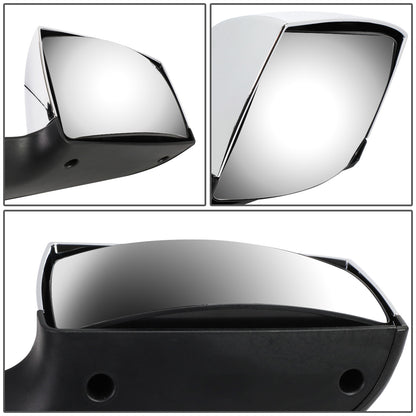 RETROVISOR HOOD MIRROR - 04-18 VOLVO VN SERIES - FITS MODELS W/ UNPOWERED / UNHEATED GLASS MIRRORS ONLY - MARKER / TURN SIGNAL LIGHTS NEED TO BE WIRED INTO EXISTING LIGHTING HARNESS - MANUAL - SEQUENTIAL LED - CHROME