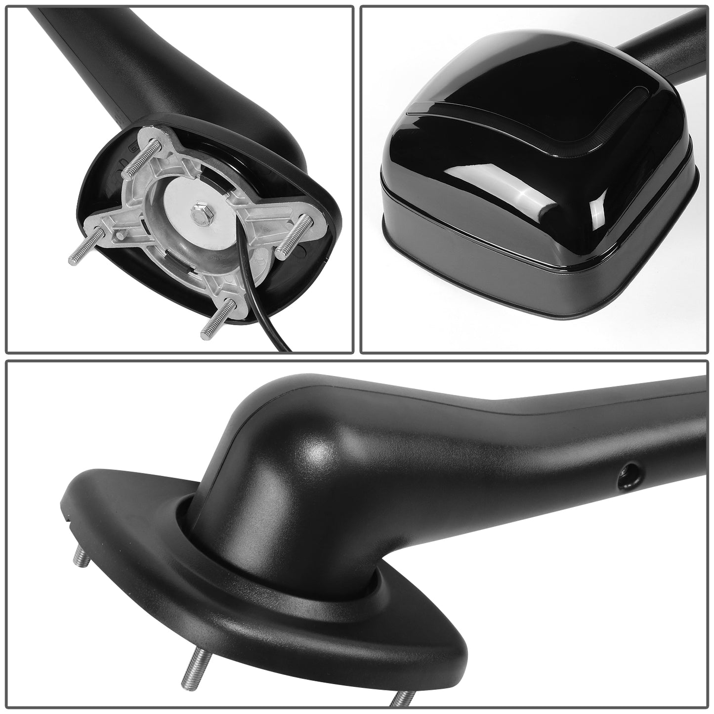 RETROVISOR HOOD MIRROR - 08-17 FREIGHTLINER CASCADIA - MARKER/ TURN SIGNAL LIGHTS NEED TO BE WIRED INTO EXISTING LIGHTING HARNESS - MANUAL - L-STYLE SEQUENTIAL LED - BLACK