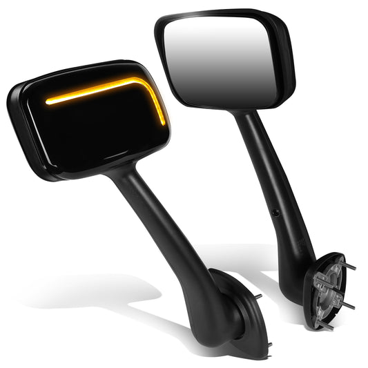 RETROVISOR HOOD MIRROR - 08-17 FREIGHTLINER CASCADIA - MARKER/ TURN SIGNAL LIGHTS NEED TO BE WIRED INTO EXISTING LIGHTING HARNESS - MANUAL - ARROW SEQUENTIAL LED - BLACK