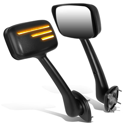 RETROVISOR HOOD MIRROR - 08-17 FREIGHTLINER CASCADIA - MARKER/ TURN SIGNAL LIGHTS NEED TO BE WIRED INTO EXISTING LIGHTING HARNESS - MANUAL - AMBER CHASING LED SIGNAL BAR PATTERN - BLACK