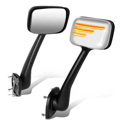 RETROVISOR HOOD MIRROR - 08-17 FREIGHTLINER CASCADIA - MARKER/ TURN SIGNAL LIGHTS NEED TO BE WIRED INTO EXISTING LIGHTING HARNESS - MANUAL - AMBER CHASING LED SIGNAL BAR PATTERN - CHROME