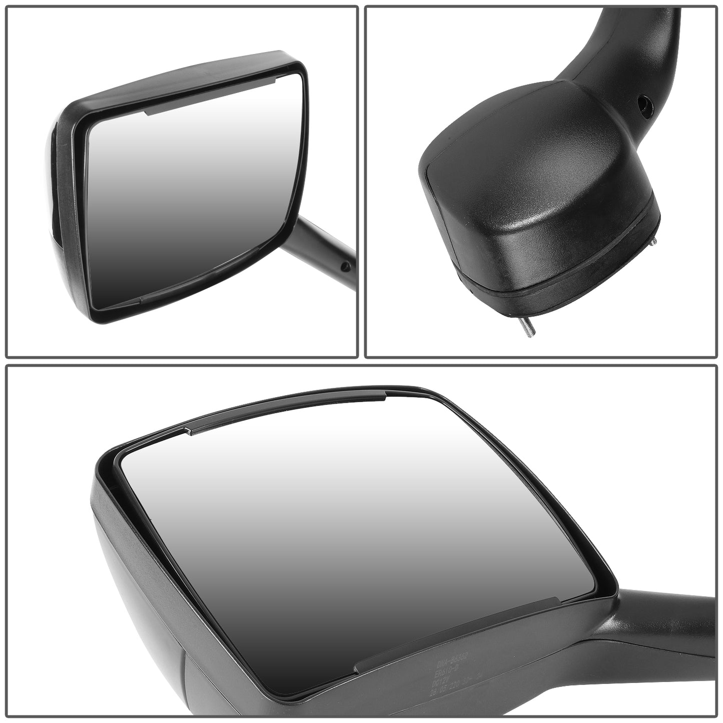 RETROVISOR HOOD MIRROR - 11-21 KENWORTH T680 / 13-21 PETERBILT 579 / 11-18 PETERBILT 587 - MARKER/ TURN SIGNAL LIGHTS NEED TO BE WIRED INTO EXISTING LIGHTING HARNESS - MANUAL - AMBER CHASING LED ARROW-CHEVRON - BLACK