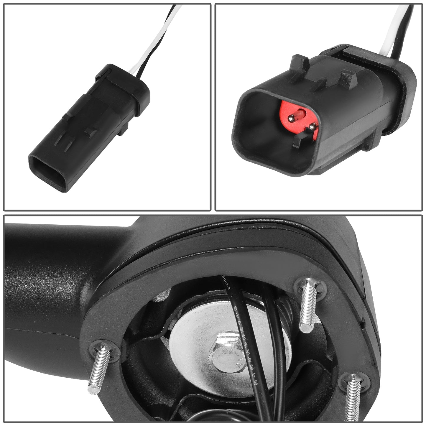 RETROVISOR HOOD MIRROR - 11-21 KENWORTH T680 / 13-21 PETERBILT 579 / 11-18 PETERBILT 587 - MARKER/ TURN SIGNAL LIGHTS NEED TO BE WIRED INTO EXISTING LIGHTING HARNESS - MANUAL - AMBER CHASING LED ARROW-CHEVRON - BLACK