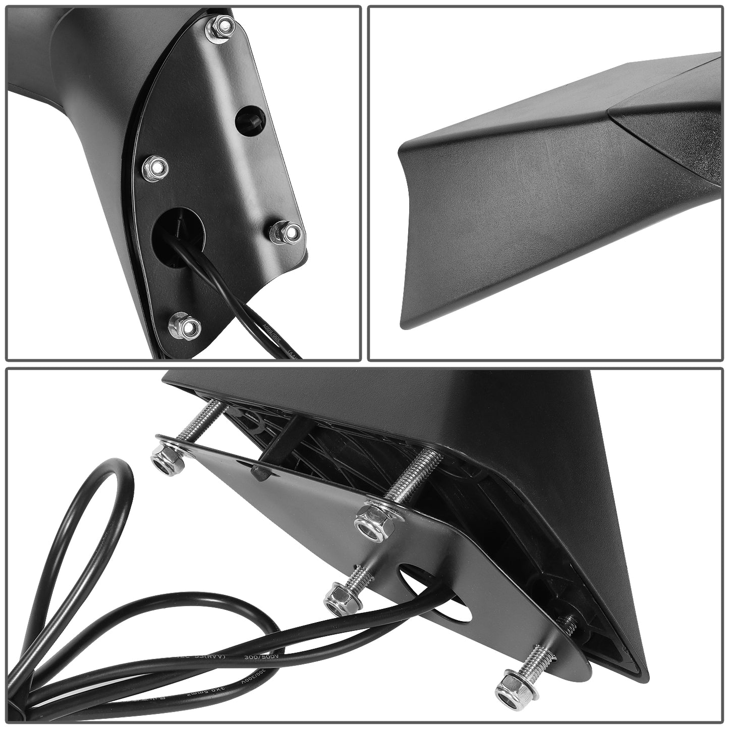 RETROVISOR HOOD MIRROR - 18-21 VOLVO VNL, VNL 300, VNL 400, VNL 740, VNL 760, VNL 860 - MARKER & TURN SIGNAL LIGHTS NEED TO BE WIRED INTO EXISTING LIGHTING HARNESS - MANUAL - AMBER CHASING LED L-PATTERN - CHROME