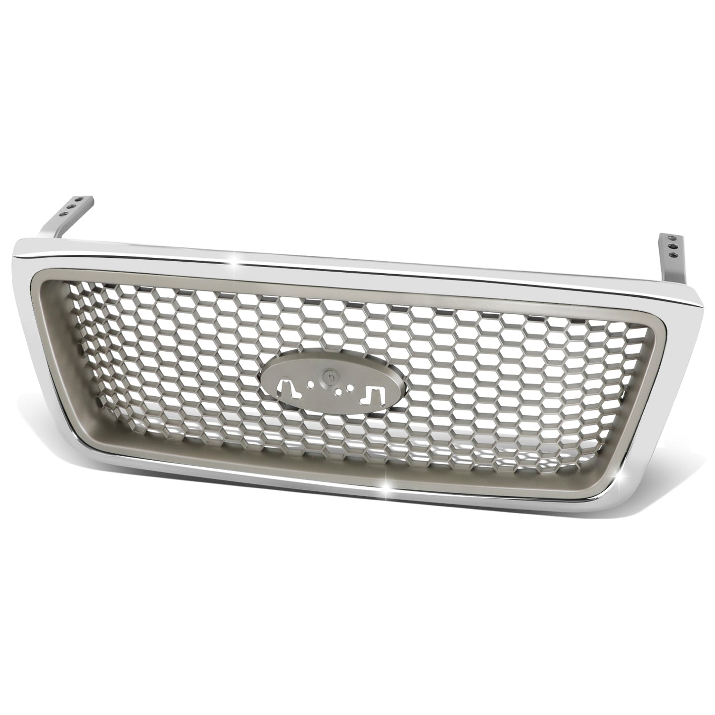 PARRILLA GRILLE - FD F150 P/U '04-'08/ GRILLE ASS'Y/ SILVER W/CHROME FRAME/ (HONEYCOMB DESIGN)/ (LARIAT) (EXCEPT HERITAGE)//PARTS.NO,FO1200427//OEM NO,4L3Z8200DA